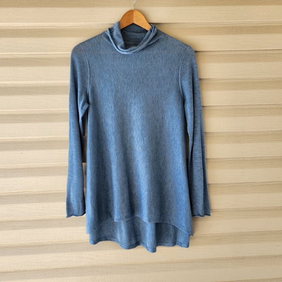 Eileen Fisher blue tencel knit sweater - Picture 1 of 13